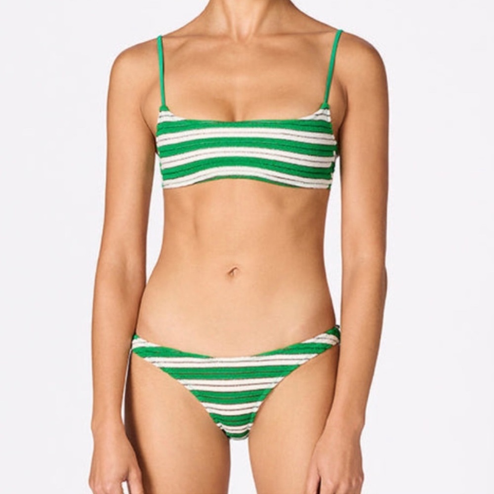 triangl swimwear Green and White Striped Bikini